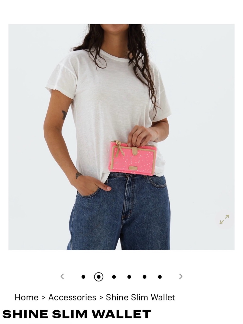 Consuela Shine Slim Wallet - Hot Pink with Tan Trim - Picture 4 of 9